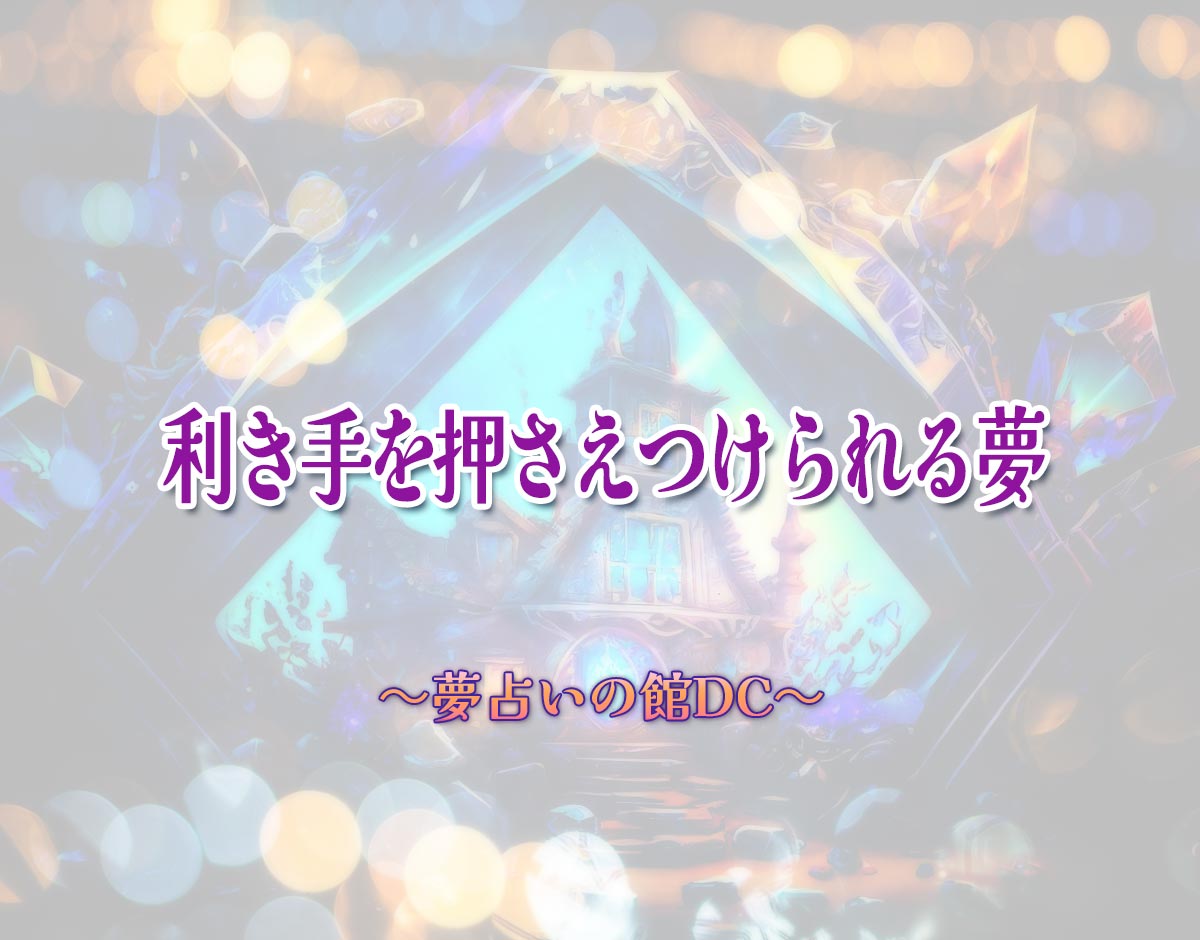 「利き手を押さえつけられる夢」の意味とは？【夢占い】恋愛運、仕事運まで徹底分析を解説